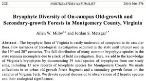 Screencapture of the start of Milby's and Metzgar's publication in Northeastern Naturalist